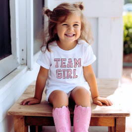 T-shirt Time da Menina Rosa Bebê Revelação do Sexo