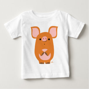 T-shirt tímido bonito do bebê do porco dos