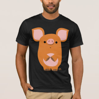 T-shirt tímido do costume do porco dos desenhos