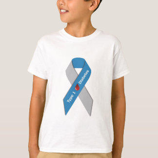 T-shirt Tipo - 1 fita da consciência do diabetes