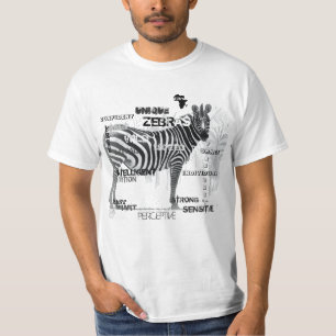 T-shirt Tipografia da Zebras Única a Preto e Branco