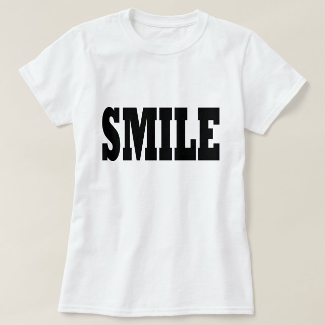 T-shirt Tipografia de Slogan Preto SMILE (Frente do Design)
