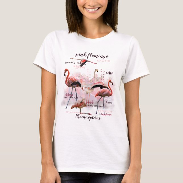 T-shirt Tipografia Flamingo Rosa | Personalizado (Frente)