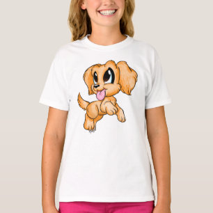 T-shirt tirado mão das meninas do golden retrieve