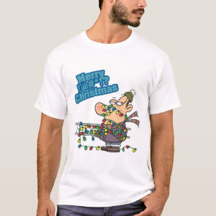 T-shirt Tocado em luzes feliz bipando cartoon de natal