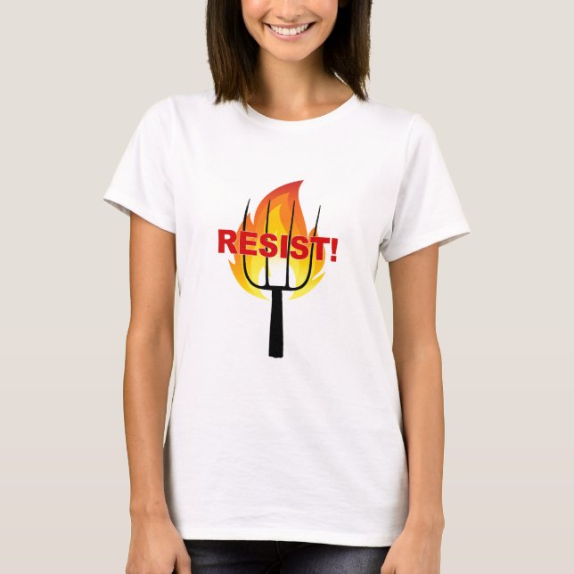 T-shirt Tocha de resistência e garfo (Frente)