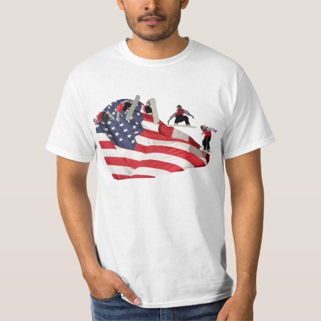 T-shirt Todo-Americano do Snowboarder (Frente)