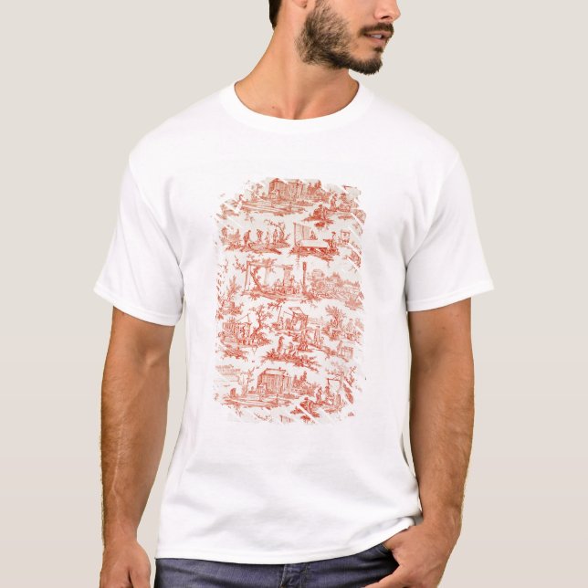 T-shirt Toile de Jouy, ilustrando os processos de manuf (Frente)