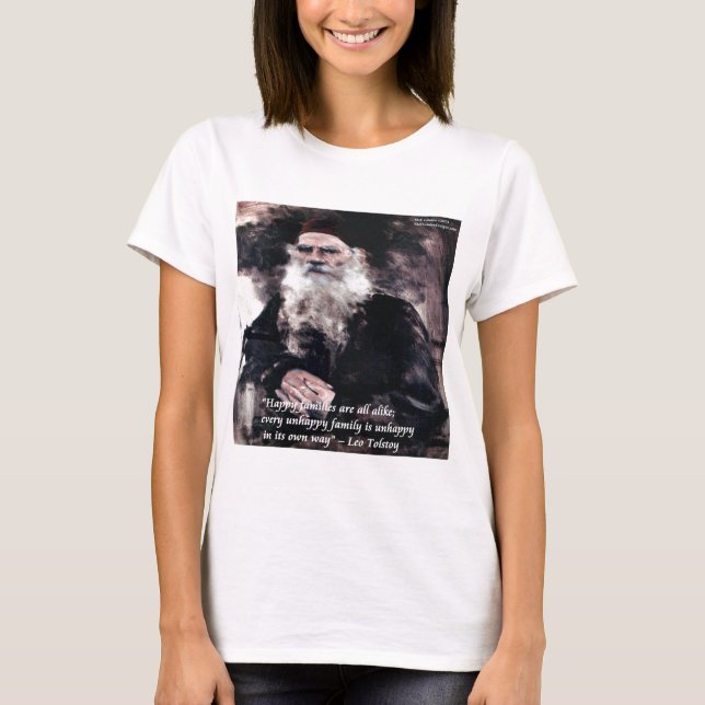 T-shirt Tolstoy Anna Karenina Famílias Felizes Citação (Frente)