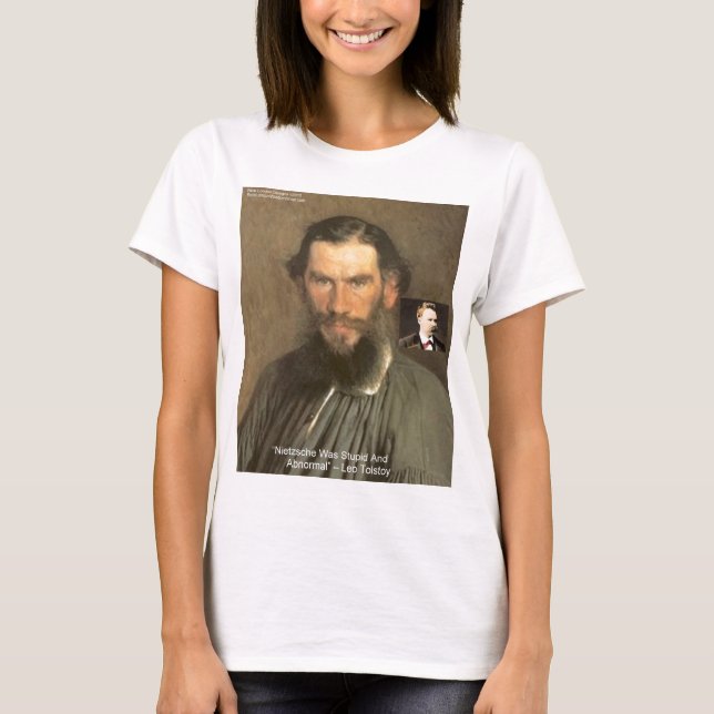 T-shirt Tolstoy "Nietzsche = Estúpido" Oferta De Ofertas C (Frente)