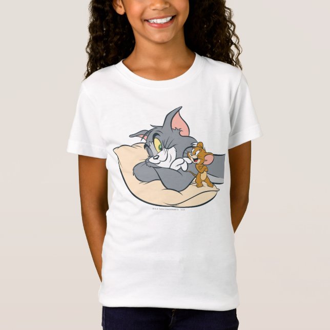 T-shirt Tom e Jerry no Travesseiro (Frente)