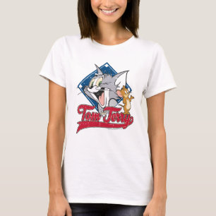 T-shirt Tom e Jerry Tom e Jerry no diamante de basebol