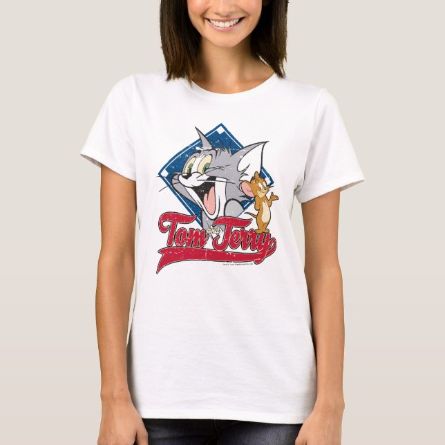 T-shirt Tom E Jerry | Tom E Jerry Sobre O Diamante De Base (Frente)