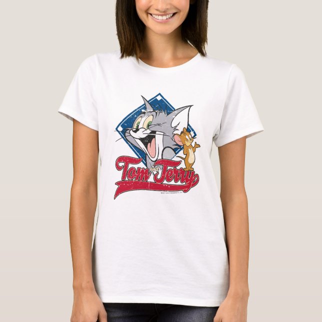 T-shirt Tom E Jerry | Tom E Jerry Sobre O Diamante De Base (Frente)