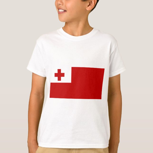 T-shirt Tonga Island Flag Red Cross (Frente)