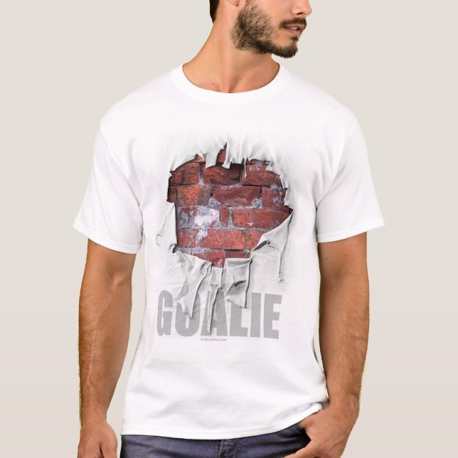 T-shirt Torn Brick Wall Goalie (Hockey) (Frente)