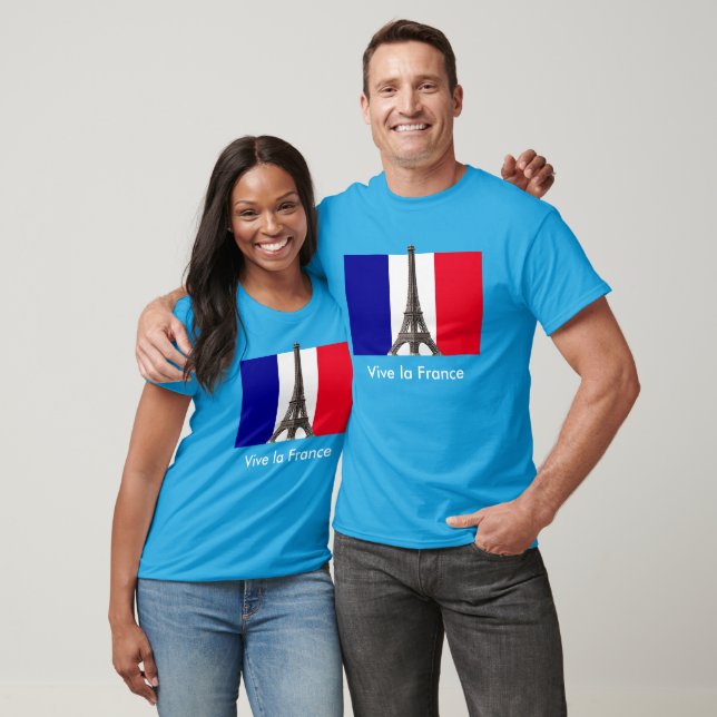 T-shirt Torre Eiffel Bandeira Francesa Vive la France Unis (Unissex)