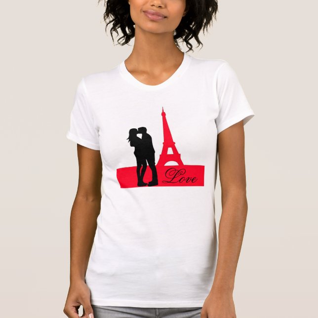 T-shirt Torre Eiffel Silhueta de Amor (Frente)