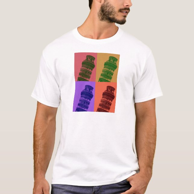 T-shirt Torre inclinada de Pisa Pop Art (Frente)