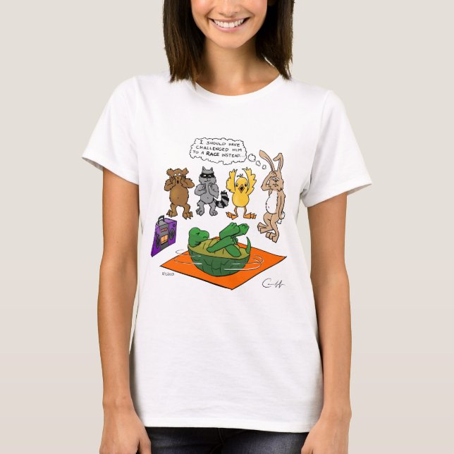 T-shirt Tortoise e a lebre revistada (Frente)