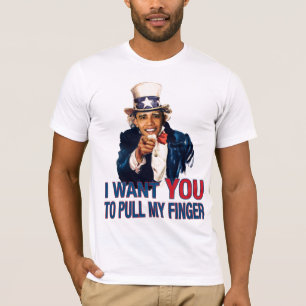T-shirt Tração de Barack Obama do tio Sam meu dedo