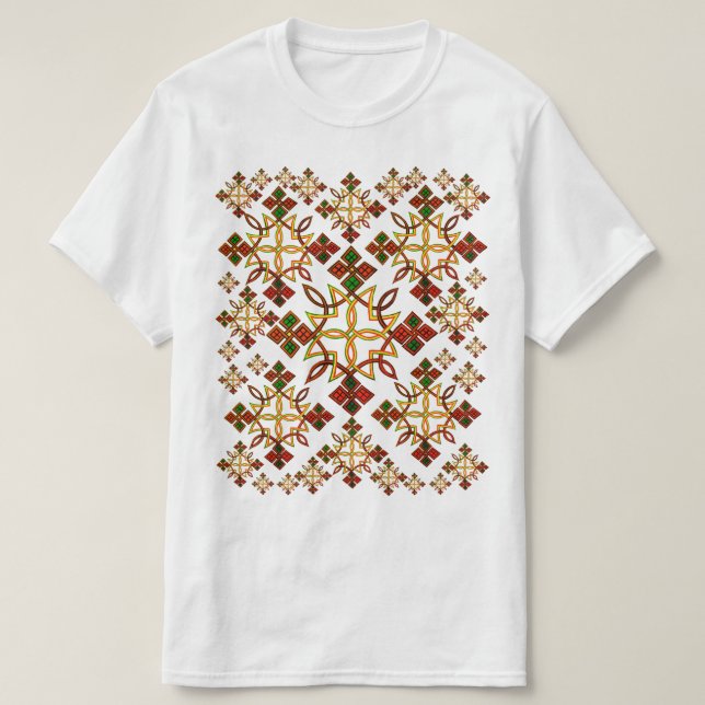 T-shirt transversal etíope de Rootz Meskel (Frente do Design)
