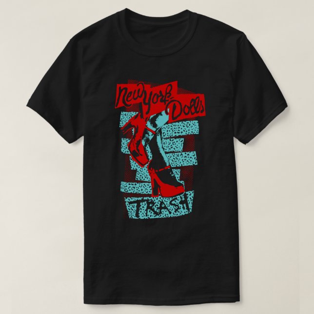 T-Shirt TRASH (Vermelho, Azul) de Nova Iorque Doll (Frente do Design)