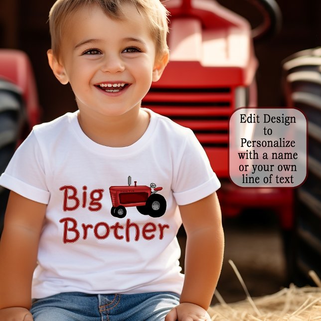 T-shirt Trator de Fazenda Vermelha Big Brother ("Edit Design" to Personalize with a name or your own line of text.)