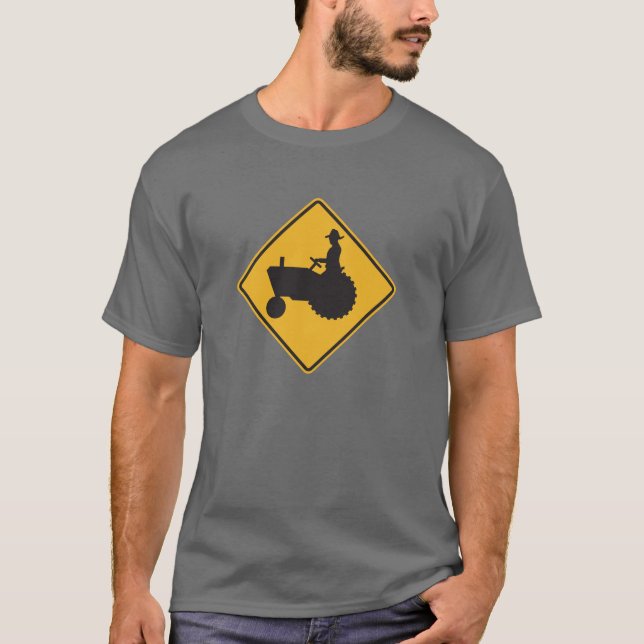 T-shirt Trator no sinal de rua da estrada (Frente)