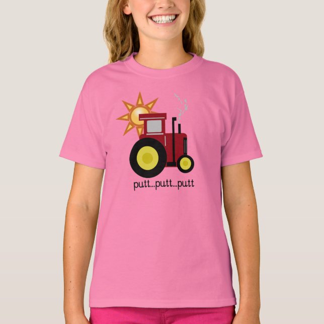 T-shirt Trator vermelho da tacada leve da tacada leve (Frente)