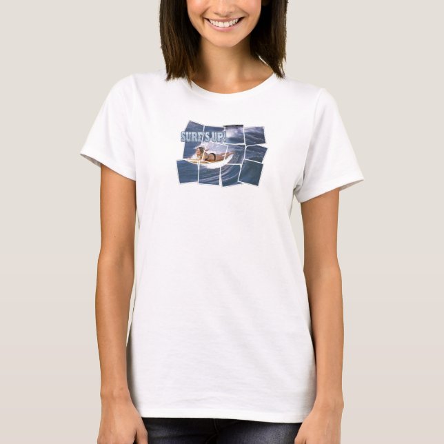 T-shirt Trave a onda!  Surf acima! (Frente)