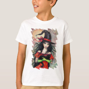 T-shirt Travessuras de Outono Bruxa de Halloween e Gato Pr