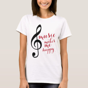 T-shirt treble clef, música me faz feliz
