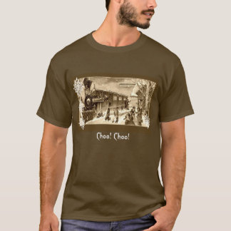 T-shirt Trem Statin do Natal do Sepia do vintage