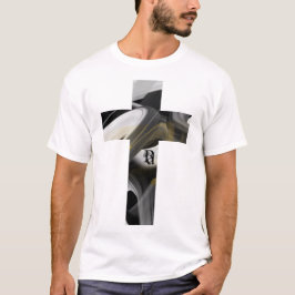 T-Shirt Trend Abstrato Art Black White Dourado