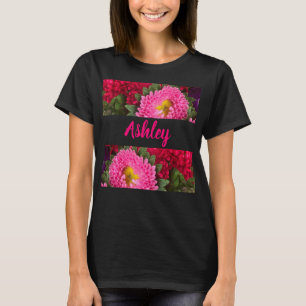 T-Shirt Trendy Floral Pink e Red Aster Flowers