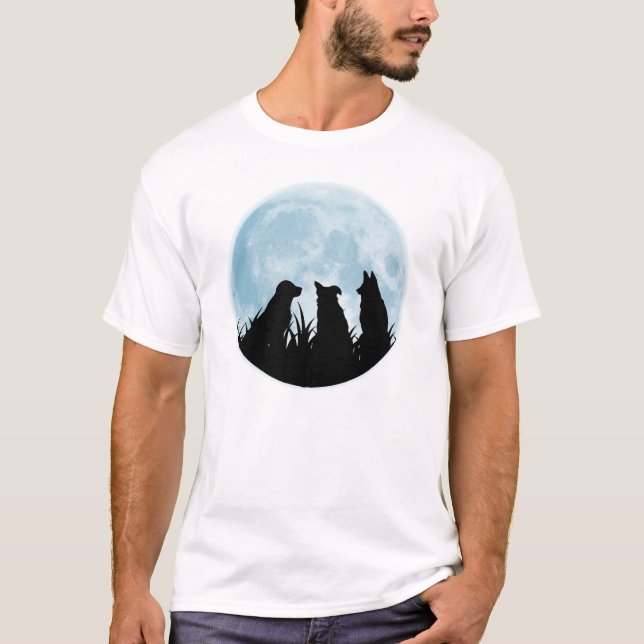 T-shirt Três cães no nighttime (Frente)