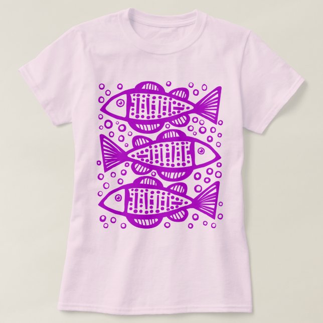 T-shirt Três Peixes - Roxo (Frente do Design)