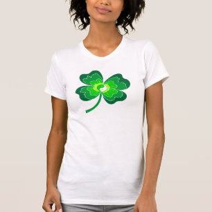 T-shirt Trevo da folha de Yin Yang quatro