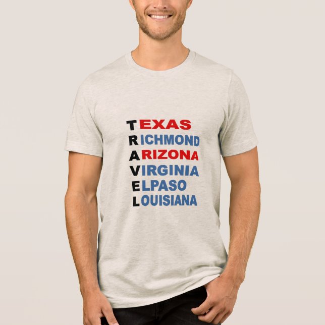 T-shirt Tri blend avoine  TRAVEL  USA  (Frente)