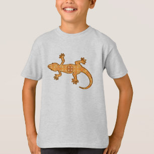 T-shirt Tribal batik Gecko - ferrugem, âmbar e bronzeada