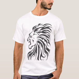 t-shirt tribal da leão-cabeça