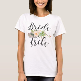 T-shirt Tribo Bride Seta para a pena,Seta Floral