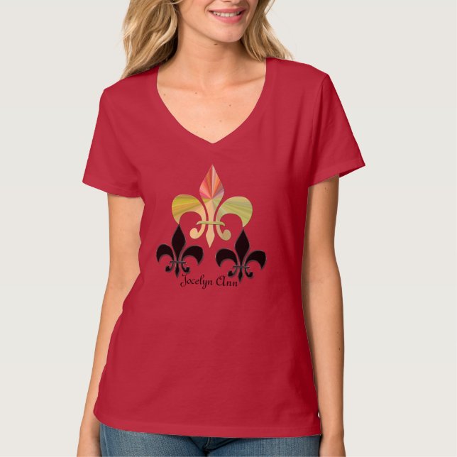 T-shirt Triple Fleur-de-Lis (Personalizado) (Frente)