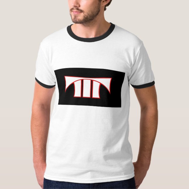 T-shirt triplo da campainha da ameaça da equipe (Frente)