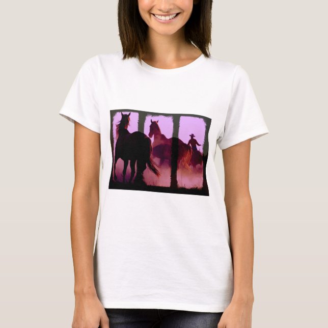 T-shirt Triptych de Cavalo Selvagem (Frente)