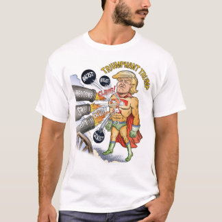 T-shirt triunfante do super-herói do trunfo