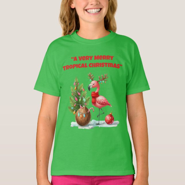 T-Shirt -Tropical Christmas Family T Shirt (Frente)