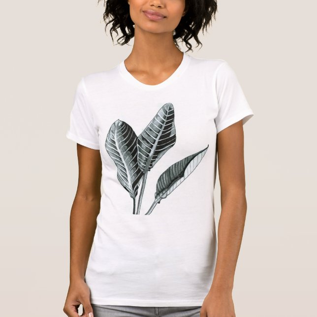 T-shirt tropical das folhas das mulheres (Frente)
