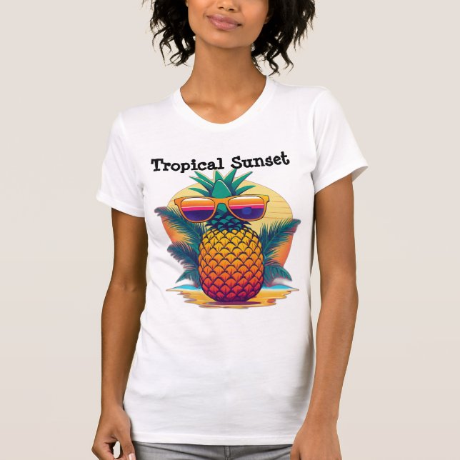 T-Shirt Tropical de Ananás Sunset (Frente)